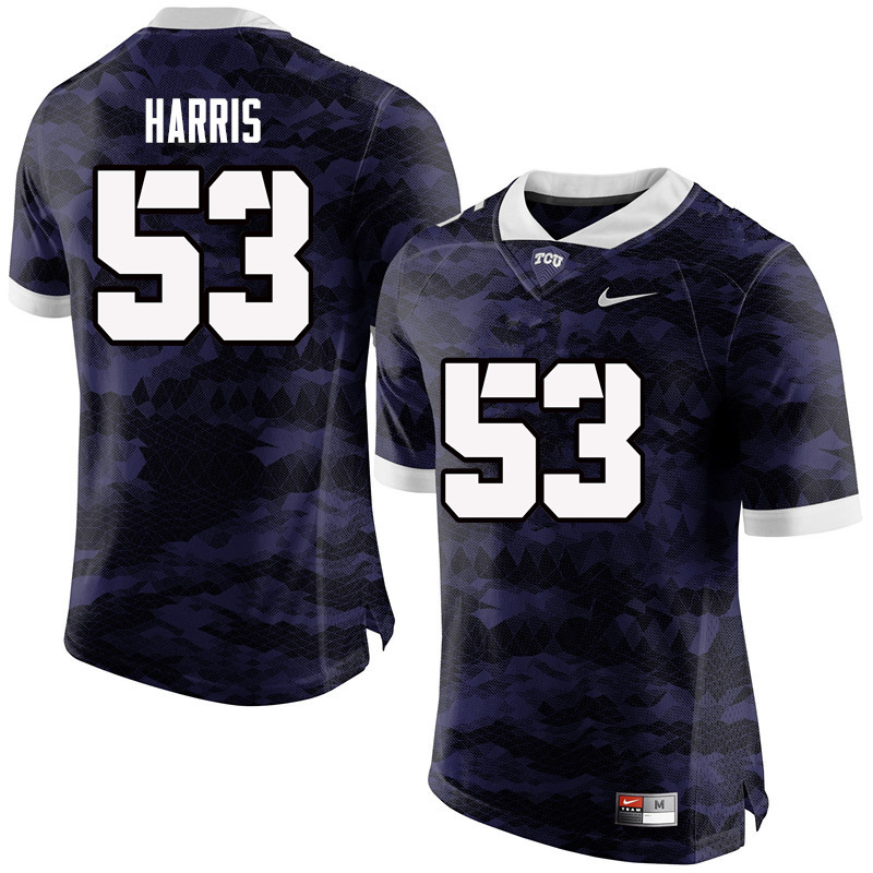 Men #53 Hunter Harris TCU Horned Frogs College Football Jerseys-Purple - Click Image to Close